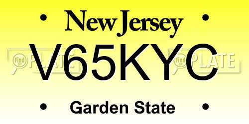 V65KYC New Jersey License Plate