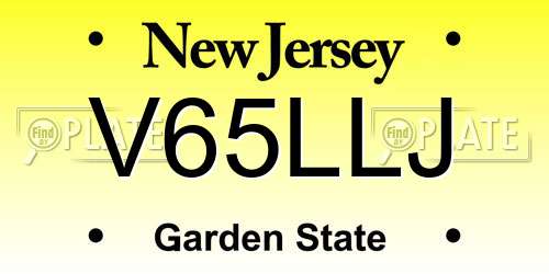 V65LLJ New Jersey License Plate