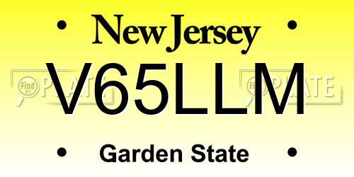 V65LLM New Jersey License Plate