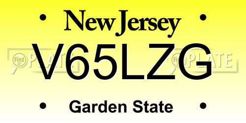 V65LZG New Jersey License Plate