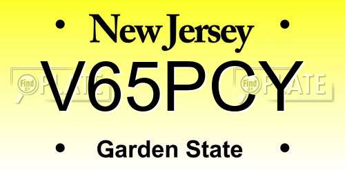 V65PCY New Jersey License Plate