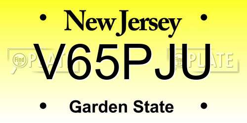 V65PJU New Jersey License Plate