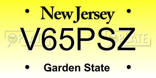 V65PSZ New Jersey License Plate