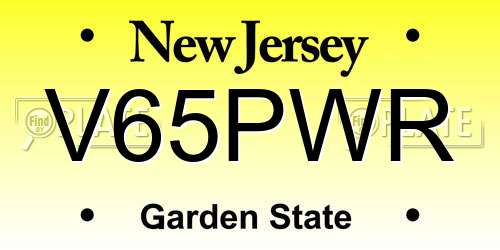 V65PWR New Jersey License Plate