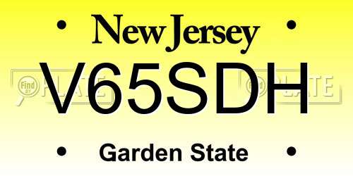 V65SDH New Jersey License Plate