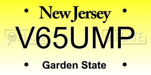 V65UMP New Jersey License Plate