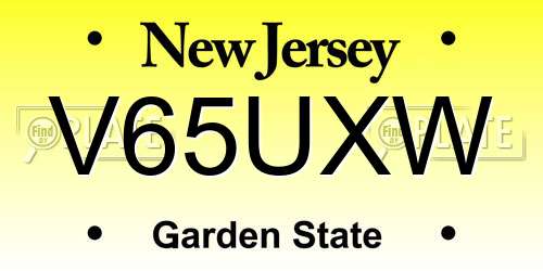 V65UXW New Jersey License Plate