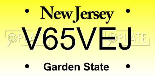 V65VEJ New Jersey License Plate
