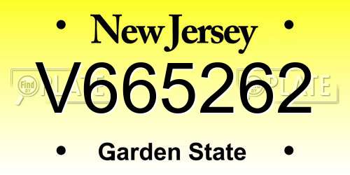 V665262 New Jersey License Plate