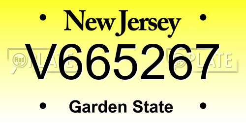 V665267 New Jersey License Plate