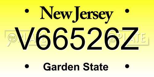 V66526Z New Jersey License Plate