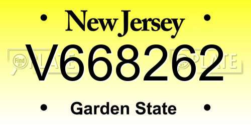 V668262 New Jersey License Plate