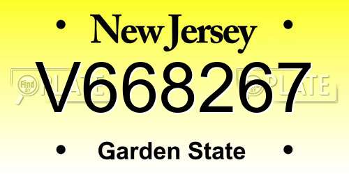 V668267 New Jersey License Plate