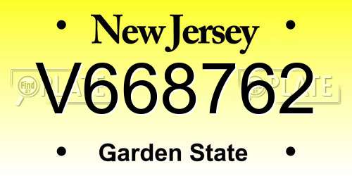 V668762 New Jersey License Plate