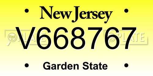 V668767 New Jersey License Plate