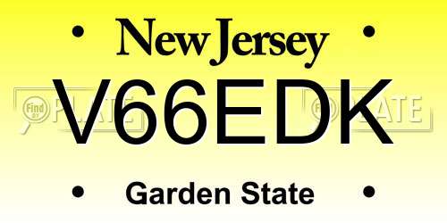 V66EDK New Jersey License Plate