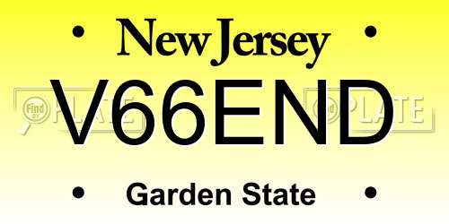 V66END New Jersey License Plate