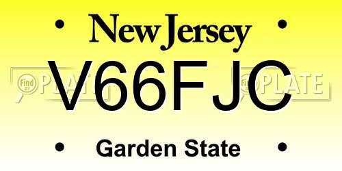 V66FJC New Jersey License Plate