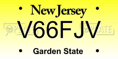V66FJV New Jersey License Plate