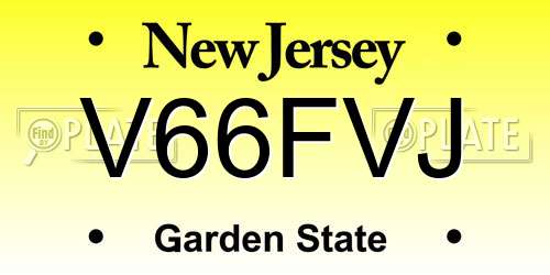 V66FVJ New Jersey License Plate