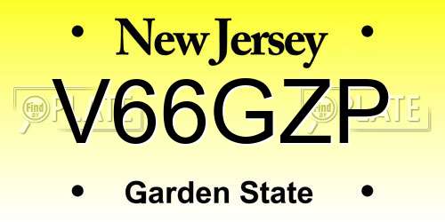 V66GZP New Jersey License Plate