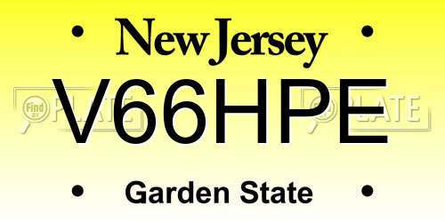 V66HPE New Jersey License Plate