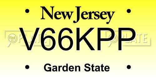 V66KPP New Jersey License Plate