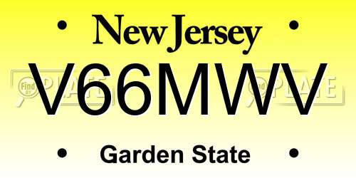 V66MWV New Jersey License Plate