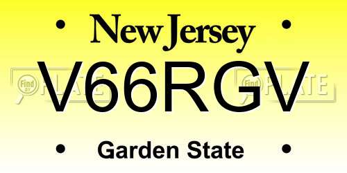 V66RGV New Jersey License Plate