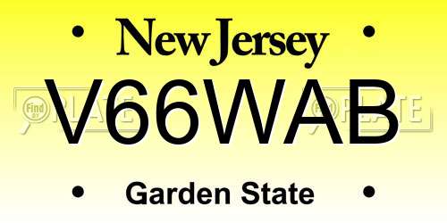 V66WAB New Jersey License Plate