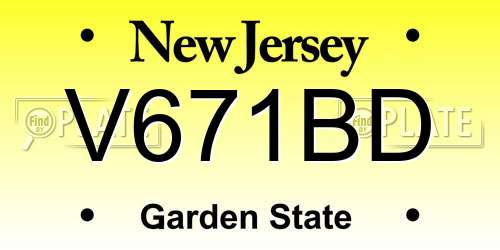 V671BD New Jersey License Plate