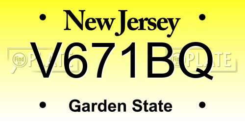 V671BQ New Jersey License Plate