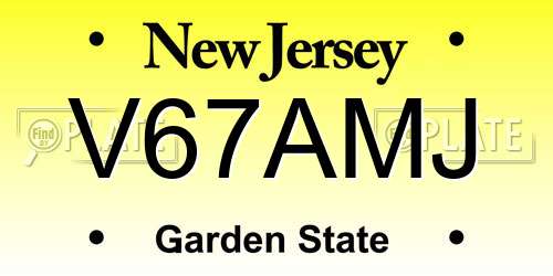 V67AMJ New Jersey License Plate