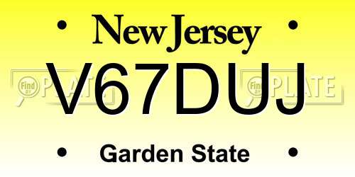 V67DUJ New Jersey License Plate