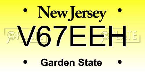 V67EEH New Jersey License Plate