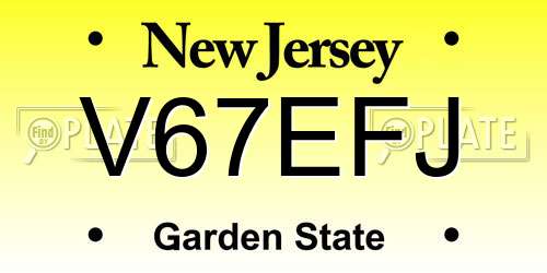 V67EFJ New Jersey License Plate