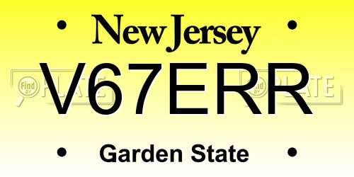 V67ERR New Jersey License Plate