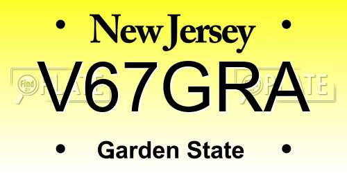 V67GRA New Jersey License Plate