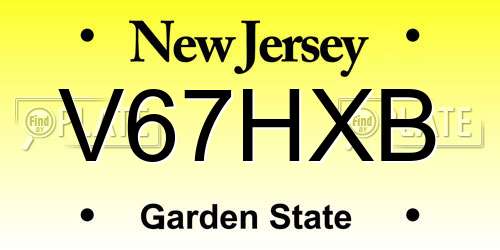 V67HXB New Jersey License Plate