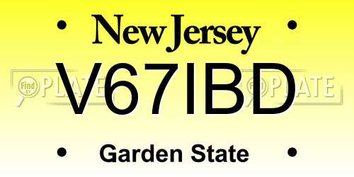 V67IBD New Jersey License Plate