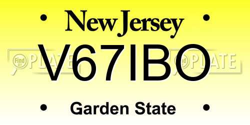 V67IBO New Jersey License Plate