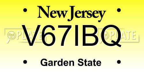 V67IBQ New Jersey License Plate