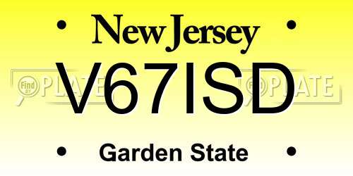 V67ISD New Jersey License Plate