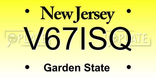 V67ISQ New Jersey License Plate