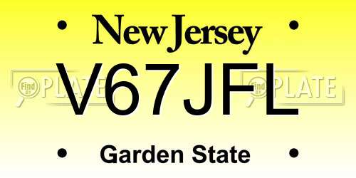 V67JFL New Jersey License Plate