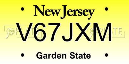 V67JXM New Jersey License Plate
