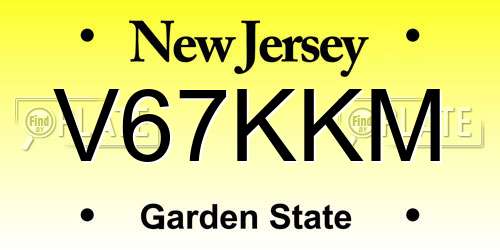 V67KKM New Jersey License Plate