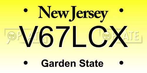 V67LCX New Jersey License Plate