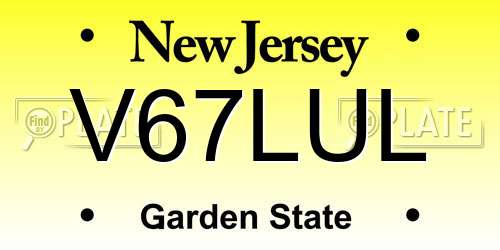 V67LUL New Jersey License Plate