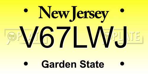 V67LWJ New Jersey License Plate
